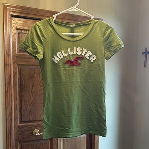 Hollister Olive Green Tee with Red Logo!